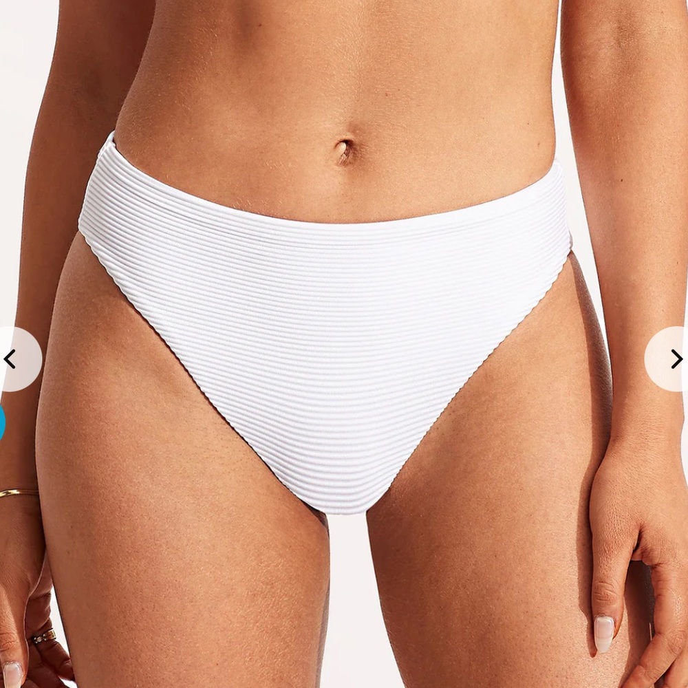 SEAFOLLY Essentials High Rise White Bikini bottom Sz 4